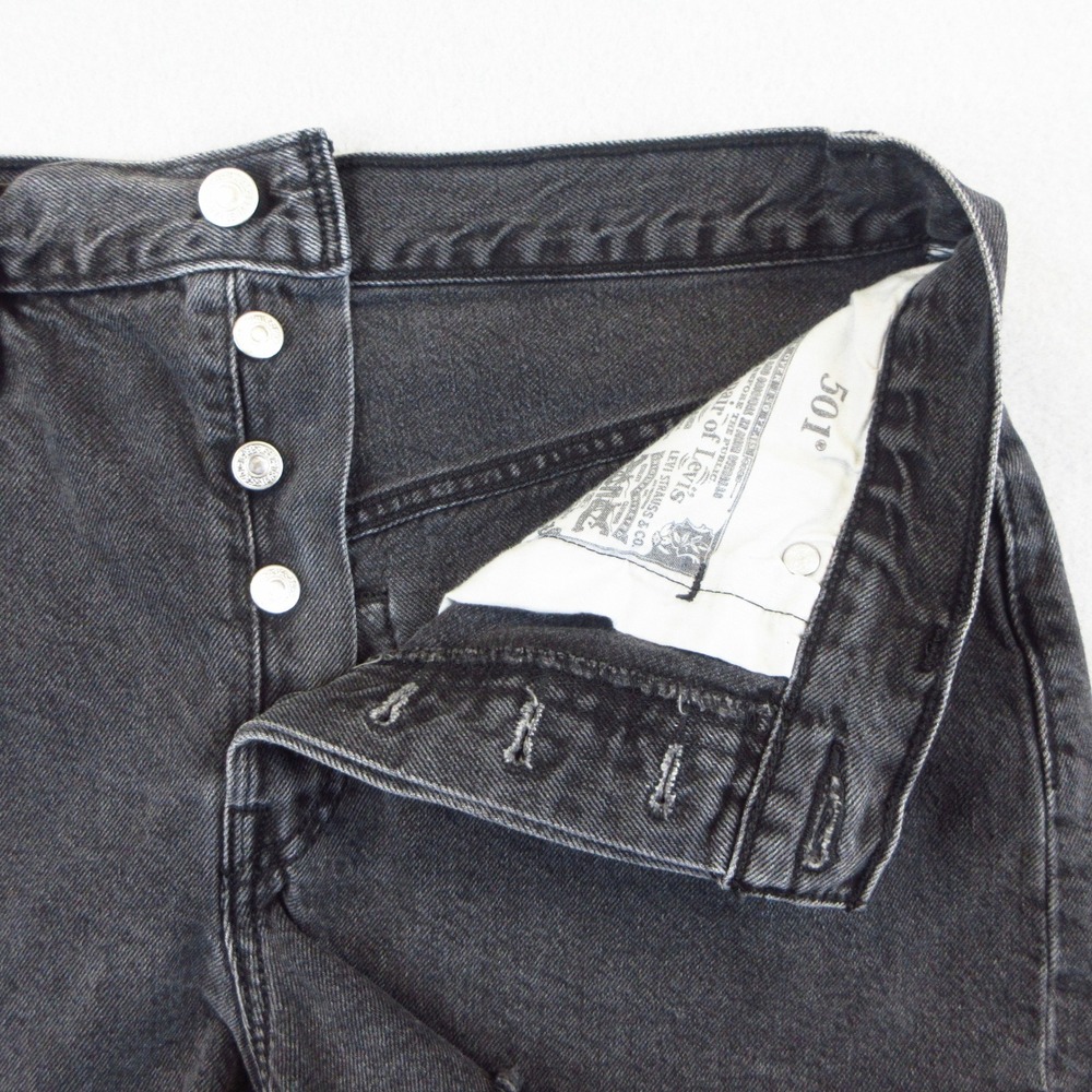 Levi's 501 Original Shorts Women W30 Black Denim Cutoff High Rise Button Fly - Picture 8 of 10